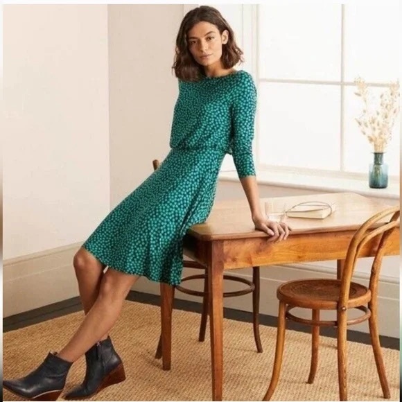Boden Dresses & Skirts - NWT Boden Women’s Nellie 3/4 Sleeves Dress Navy Bubbles - Size 16/18